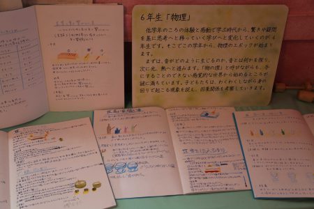 子どもたちのノートや作品も展示しました。